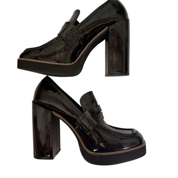 Steve Madden Glossy Black Platform Loafers. Size 11M - Picture 7 of 12